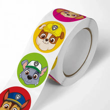 Load image into Gallery viewer, Roll of stickers with cartoon dog characters on a white background