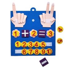 Load image into Gallery viewer, Educational children&#39;s board with number and symbol magnets on a blue background