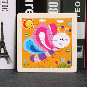 9pcs Small Size Wooden Puzzle Montessori Toys