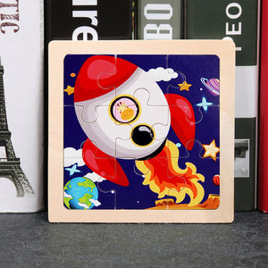 9pcs Small Size Wooden Puzzle Montessori Toys
