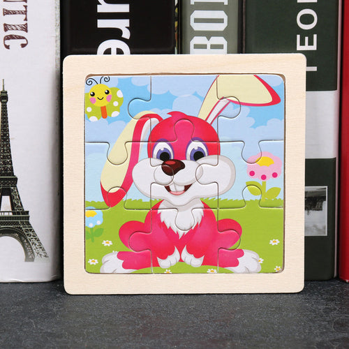 9pcs Small Size Wooden Puzzle Montessori Toys