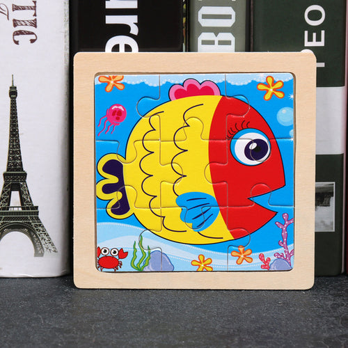9pcs Small Size Wooden Puzzle Montessori Toys