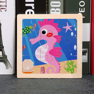 9pcs Small Size Wooden Puzzle Montessori Toys