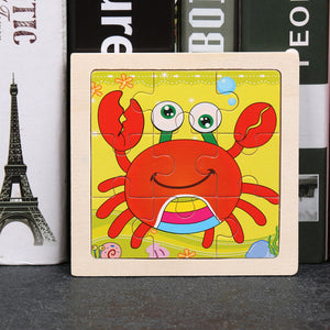 9pcs Small Size Wooden Puzzle Montessori Toys