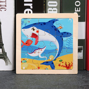 9pcs Small Size Wooden Puzzle Montessori Toys