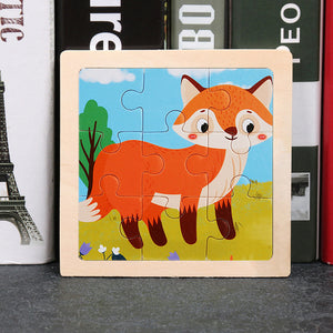 9pcs Small Size Wooden Puzzle Montessori Toys