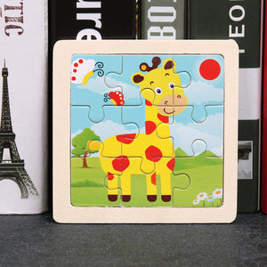 9pcs Small Size Wooden Puzzle Montessori Toys