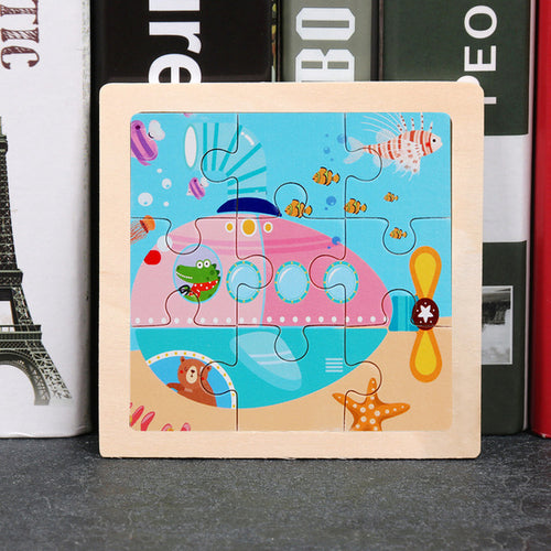 9pcs Small Size Wooden Puzzle Montessori Toys