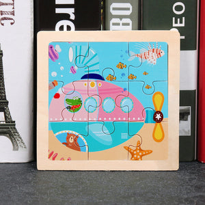 9pcs Small Size Wooden Puzzle Montessori Toys