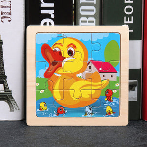 9pcs Small Size Wooden Puzzle Montessori Toys