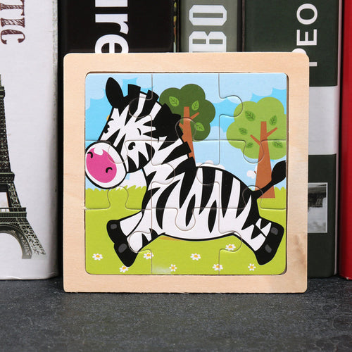 9pcs Small Size Wooden Puzzle Montessori Toys