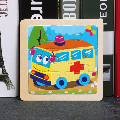 9pcs Small Size Wooden Puzzle Montessori Toys