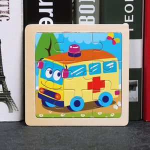 9pcs Small Size Wooden Puzzle Montessori Toys