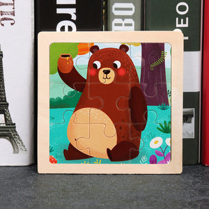 9pcs Small Size Wooden Puzzle Montessori Toys