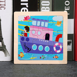 9pcs Small Size Wooden Puzzle Montessori Toys