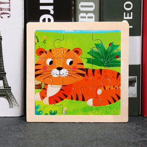 9pcs Small Size Wooden Puzzle Montessori Toys