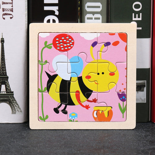 9pcs Small Size Wooden Puzzle Montessori Toys
