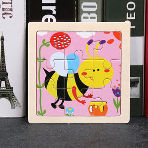 9pcs Small Size Wooden Puzzle Montessori Toys