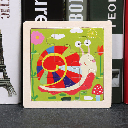 9pcs Small Size Wooden Puzzle Montessori Toys