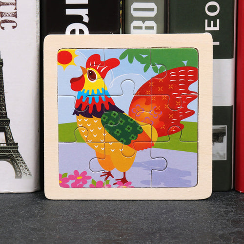 9pcs Small Size Wooden Puzzle Montessori Toys