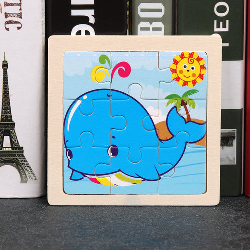 9pcs Small Size Wooden Puzzle Montessori Toys