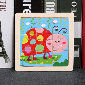 9pcs Small Size Wooden Puzzle Montessori Toys