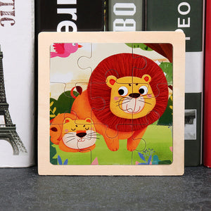 9pcs Small Size Wooden Puzzle Montessori Toys