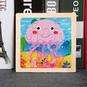 9pcs Small Size Wooden Puzzle Montessori Toys