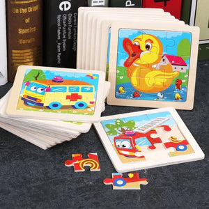 9pcs Small Size Wooden Puzzle Montessori Toys