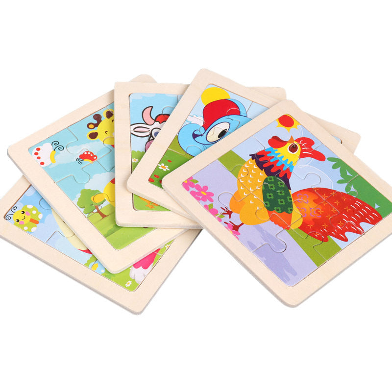9pcs Small Size Wooden Puzzle Montessori Toys
