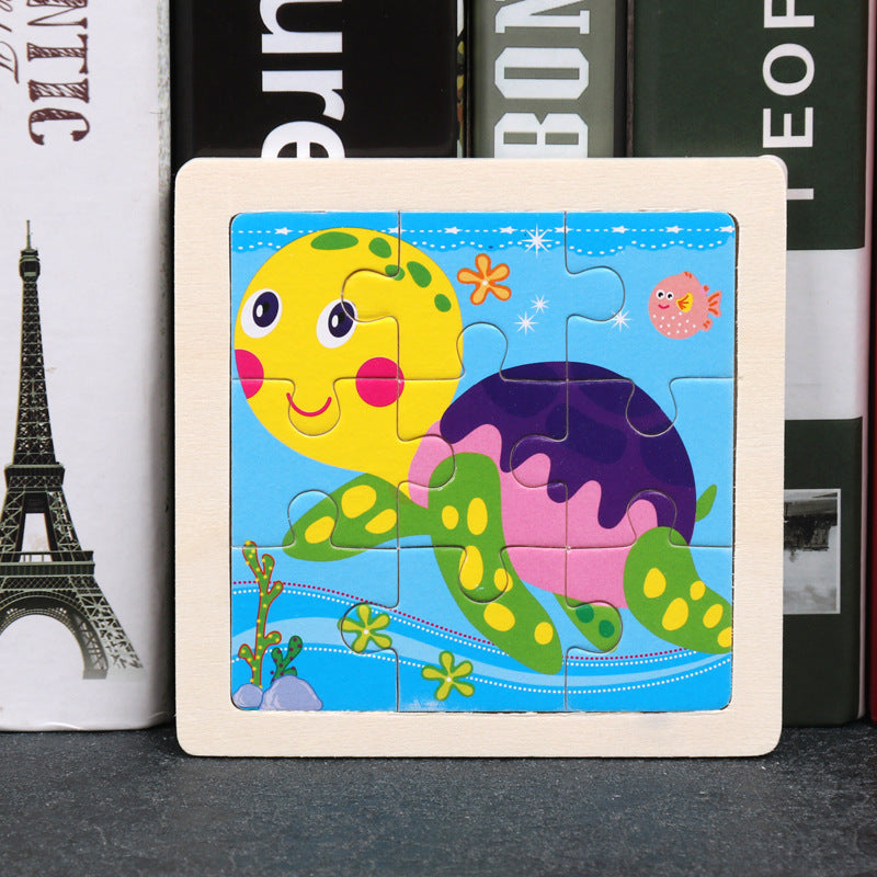 9pcs Small Size Wooden Puzzle Montessori Toys