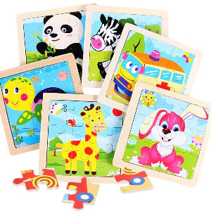 9pcs Small Size Wooden Puzzle Montessori Toys